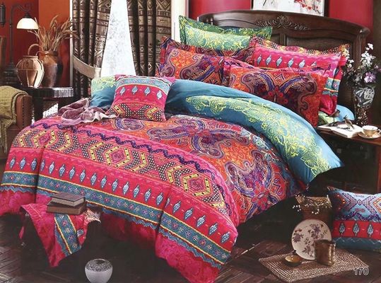 Home Hotel Bohemian Set de cubierta de edredón doble azul con set de ropa de cama de manta de Boho marrón