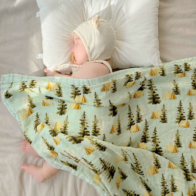 Estilo de patrón Bebé Bambú algodón gasa baño colcha de recién nacidos para clase A ropa de cama de cuna