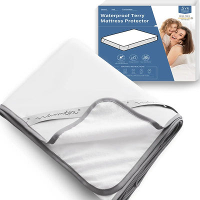 Tamaño personalizado Color blanco sólido Protector de colchón Terry a prueba de agua con bandas elásticas