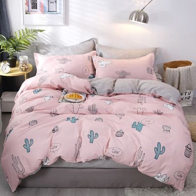 Cartoon de algodón de aloe Simple Cuatro piezas Conjunto de Impresión para el dormitorio de estudiantes amigable con la piel