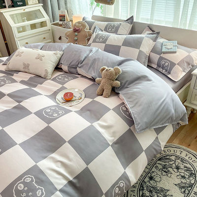 Cama de cama de poliéster en color personalizado con cubierta de manta de hoja plana y funda de almohada