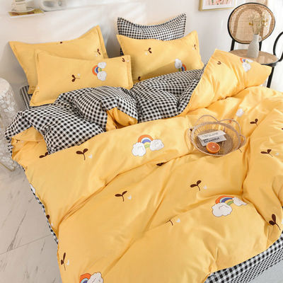 Cama de cama de poliéster en color personalizado con cubierta de manta de hoja plana y funda de almohada