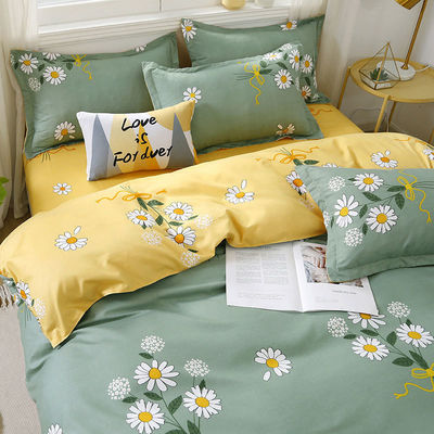 Cama de cama de poliéster en color personalizado con cubierta de manta de hoja plana y funda de almohada