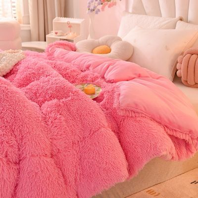 Cubierta de peluche súper suave con terciopelo artificial y ropa de cama rosa 100% de poliéster