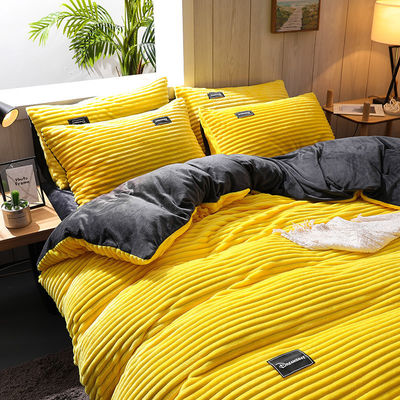 Patrón de rayas Magia de lana Set de ropa de cama de doble cara 4 piezas Colecciones para todas las estaciones