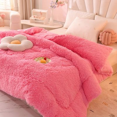 Cubierta de peluche súper suave con terciopelo artificial y ropa de cama rosa 100% de poliéster