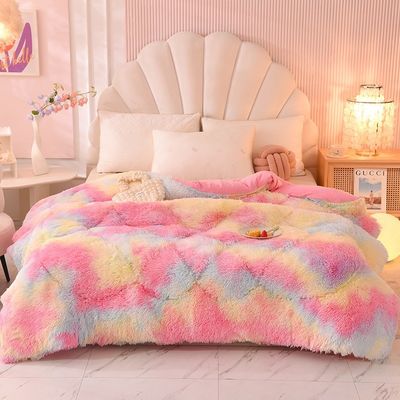 Multicolores espeso caluroso cordero de lana cristalina terciopelo colcha de invierno para noches cómodas