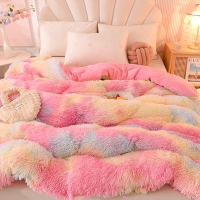 Multicolores espeso caluroso cordero de lana cristalina terciopelo colcha de invierno para noches cómodas
