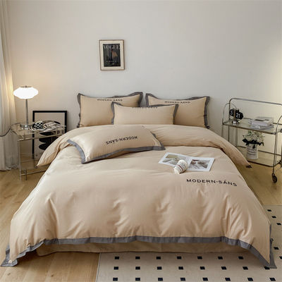 Tejido de lino de algodón para todas las estaciones suave 4pcs sábanas tejidas planas ropa de cama conjunto para ropa de cama de lujo