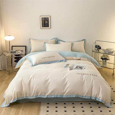 Tejido de lino de algodón para todas las estaciones suave 4pcs sábanas tejidas planas ropa de cama conjunto para ropa de cama de lujo