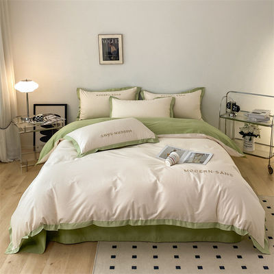 Tejido de lino de algodón para todas las estaciones suave 4pcs sábanas tejidas planas ropa de cama conjunto para ropa de cama de lujo