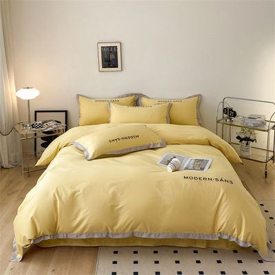 Tejido de lino de algodón para todas las estaciones suave 4pcs sábanas tejidas planas ropa de cama conjunto para ropa de cama de lujo