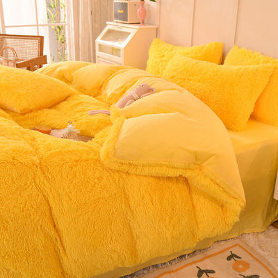 Color del arco iris Peluda terciopelo pelusa ropa de cama de peluche conjunto para niños Niña número de hilos 300tc