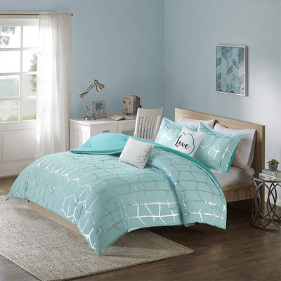 Conjunto de ropa de cama de cada día de temporada de cuatro piezas de diseño de impresión tejida para la cama de hotel