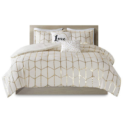 Conjunto de ropa de cama de cada día de temporada de cuatro piezas de diseño de impresión tejida para la cama de hotel