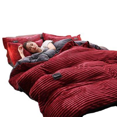 100% de fibra de poliéster Invierno cálido de franela de terciopelo de lana Queen King tamaño de ropa de cama