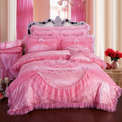 60 Cuenta de alta gama de encaje ropa de cama Jacquard Tejido Reina 100% de algodón orgánico hojas de juego
