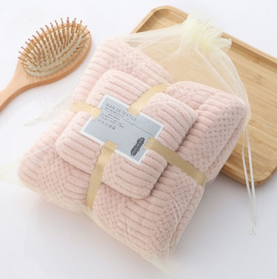 Microfibra personalizada Seca rápida Plush Coral Fleece Toallas suaves Set de toallas de baño de hotel 250gm