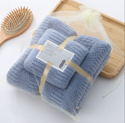 Microfibra personalizada Seca rápida Plush Coral Fleece Toallas suaves Set de toallas de baño de hotel 250gm