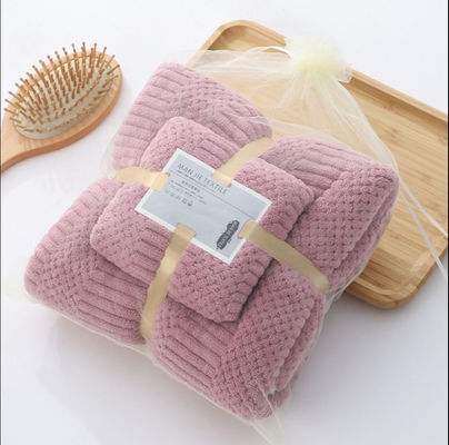 Microfibra personalizada Seca rápida Plush Coral Fleece Toallas suaves Set de toallas de baño de hotel 250gm