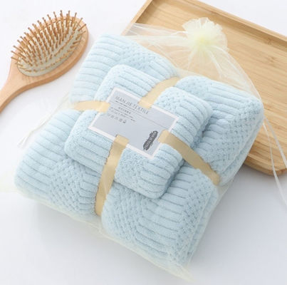 Microfibra personalizada Seca rápida Plush Coral Fleece Toallas suaves Set de toallas de baño de hotel 250gm