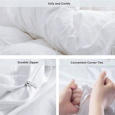 Conjunto de ropa de cama lavable de poliéster con patrón sólido y cierre con cremallera