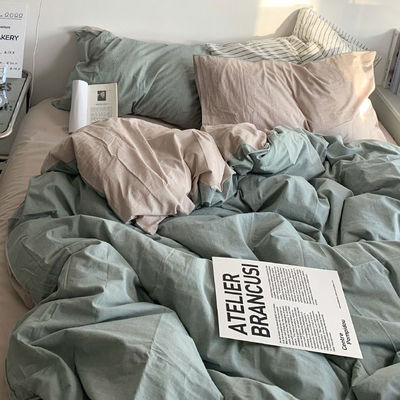 Pequeña cama de algodón fresco sábanas colcha cubierta doble hechizo ropa de cama de moda conjunto de cuatro piezas