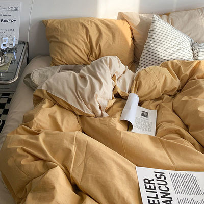 Pequeña cama de algodón fresco sábanas colcha cubierta doble hechizo ropa de cama de moda conjunto de cuatro piezas
