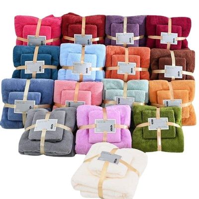 Rápido-Seco 400-600gm Super Absorbente de Microfibra de Coral de lana de baño Toallas de juego para el regalo