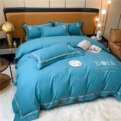 Estándares Nacionales Calidad de resistencia al color 200TC Cama de bordado sábanas planas Set de ropa de cama ASD01