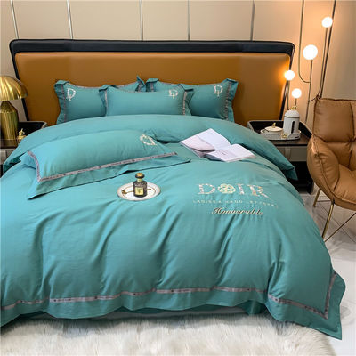 Estándares Nacionales Calidad de resistencia al color 200TC Cama de bordado sábanas planas Set de ropa de cama ASD01