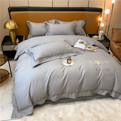 Estándares Nacionales Calidad de resistencia al color 200TC Cama de bordado sábanas planas Set de ropa de cama ASD01