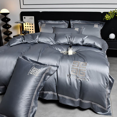 100% de poliéster Tencel bordado ropa de cama conjunto de 4 PCS caja de regalo 1,5m 1,8m de cama sábanas cubierta de cama