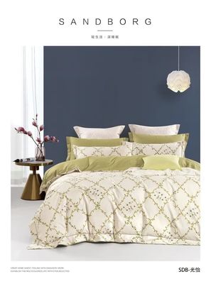 Set de ropa de cama de algodón puro 100% de los años 40 Impresión de sábanas de cama Set de cubierta de edredón para el hogar Colorido