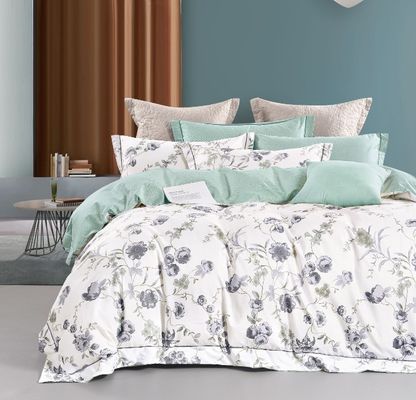 Set de ropa de cama de algodón puro 100% de los años 40 Impresión de sábanas de cama Set de cubierta de edredón para el hogar Colorido