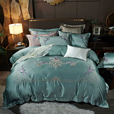 Luxoso conjunto de ropa de cama de estilo europeo de seda satinada con diseño Jacquard exquisito