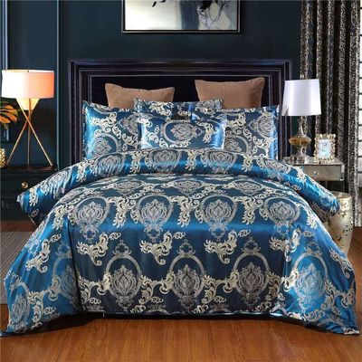 Impresión de pantalla rotativa de estilo europeo Set de ropa de cama de satén 3 4 6 7 piezas de hoja de algodón Casilla de almohada tapa de edredón