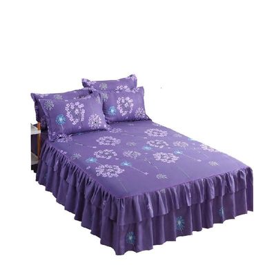 Planta floral moderna impresa tejida 100% de algodón cubierta de cama faldas ajustadas sábanas 3pcs ropa de cama setes de colcha