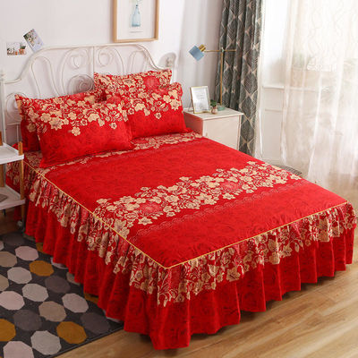 Planta floral moderna impresa tejida 100% de algodón cubierta de cama faldas ajustadas sábanas 3pcs ropa de cama setes de colcha