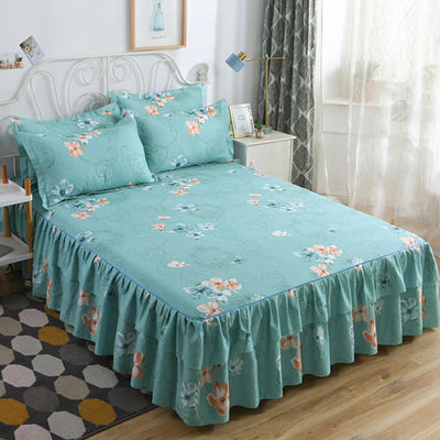 Planta floral moderna impresa tejida 100% de algodón cubierta de cama faldas ajustadas sábanas 3pcs ropa de cama setes de colcha