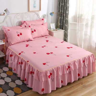 Planta floral moderna impresa tejida 100% de algodón cubierta de cama faldas ajustadas sábanas 3pcs ropa de cama setes de colcha