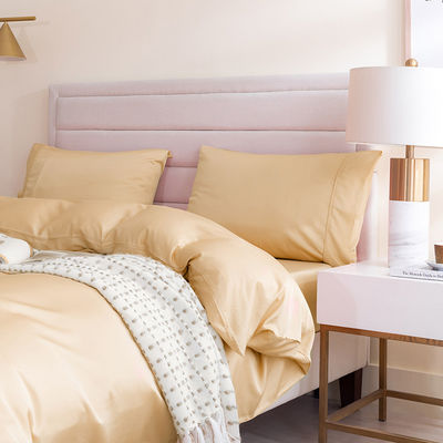 Set de ropa de cama de fibra de bambú de color sólido 60S 300TC personalizado con cubierta de colcha y fundas de almohada
