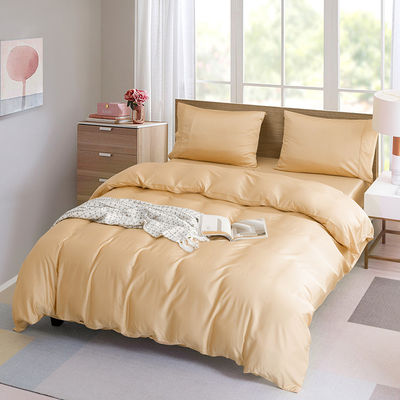 Set de ropa de cama de fibra de bambú de color sólido 60S 300TC personalizado con cubierta de colcha y fundas de almohada