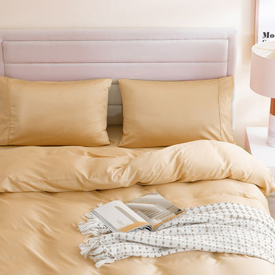 Set de ropa de cama de fibra de bambú de color sólido 60S 300TC personalizado con cubierta de colcha y fundas de almohada