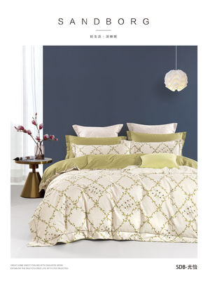 6 kg de ropa de cama de lujo de algodón 4pcs hojas de impresión mantel de cojín tapa almohada de montaje de la hoja
