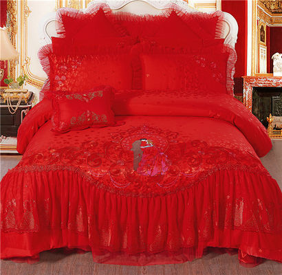 Cuatro piezas de ropa de cama de boda de lujo con edredón impreso y 100% de algodón