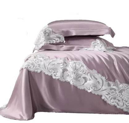100% de seda de morera de 19 mm con encaje tipo de ropa de cama de boda de alta gama