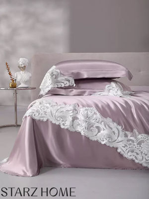 100% de seda de morera de 19 mm con encaje tipo de ropa de cama de boda de alta gama