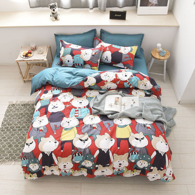Simple 4 Pcs dibujos animados de poliéster de ropa de cama conjunto para las camas doble doble Queen King tamaño