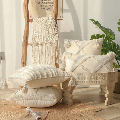Wabi-sabi personalizado estilo bohemio tipo de lino 3D bucle de terciopelo almohadilla de almohada